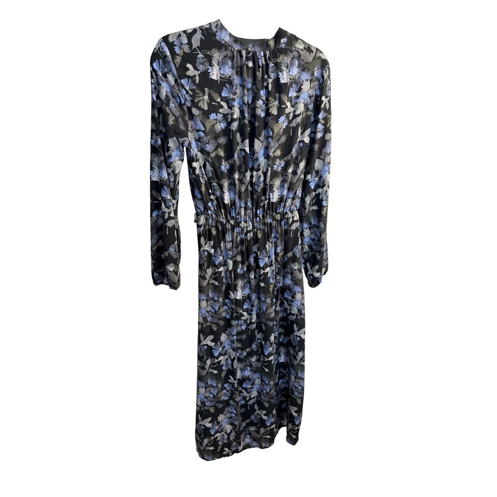 Cloth & Stone Blue Floral Long Sleeve Midi Dress Elastic Waist S #422 - Picture 8 of 8